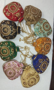Bead Work Round Drawstring Pouch