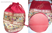 BEADED DOUBLE BORDER ORGANZA POUCH
