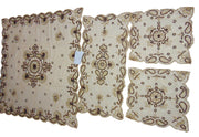 Golden sequence Bead embroidery square tablecloth