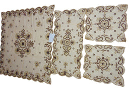 Golden sequence Bead embroidery square tablecloth