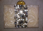Beige Resin Heavily Studded Clutch
