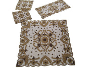 NET  EMBROIDERY TABLE COVER (4 PCS SET)