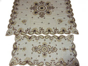 Golden sequence Bead embroidery square tablecloth