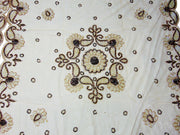 Golden sequence Bead embroidery square tablecloth