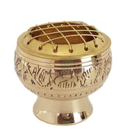 Brass Charcoal Incense Burner Engraved Design