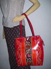 BATIK PRINT LEATHER BAG