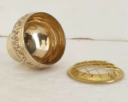 Brass Charcoal Incense Burner Engraved Design