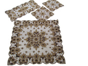 NET  EMBROIDERY TABLE COVER (4 PCS SET)