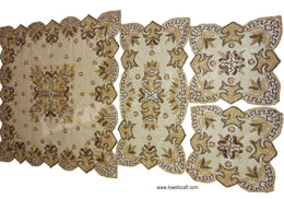 Golden net Bead embroidery square tablecloth 4 color