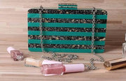 STRIPE  DESIGN ACRYLIC OR RESIN LADIES CLUTCH PURSE BAG