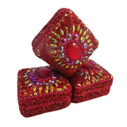 SQUARE SHAPE ETHNIC GLITTER WORK JEWELERY BOXES LAC ITEM