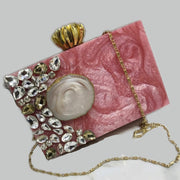 Resin stone clutch purse
