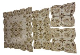 Golden net Bead embroidery fish & flower design