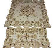 Golden net Bead embroidery fish & flower design