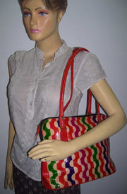 GEOMETRIC DESIGN LEATHER BAG
