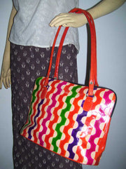 GEOMETRIC DESIGN LEATHER BAG