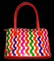 GEOMETRIC DESIGN LEATHER BAG