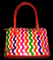 GEOMETRIC DESIGN LEATHER BAG