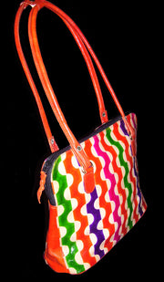 GEOMETRIC DESIGN LEATHER BAG