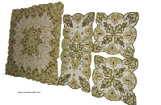 Golden net Bead embroidery sunflower design table cover