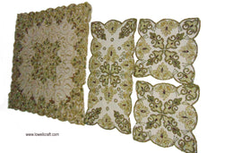 Golden net Bead embroidery sunflower design table cover