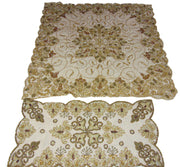 Golden net Bead embroidery sunflower design table cover