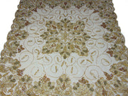 Golden net Bead embroidery sunflower design table cover