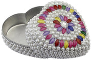 COLOURFULL HEART SHAPE BEADED JEWELERY BOX FOR RING,NECLACE & EARRING