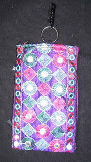 MIRROR EMBROIDERY BORDER MOBILE POUCH