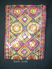 MIRROR & ZARI  EMBROIDERY BORDER MOBILE & PASSPORT BAG