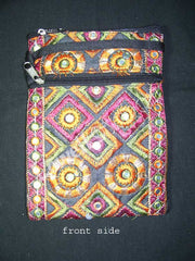 MIRROR & ZARI  EMBROIDERY BORDER MOBILE & PASSPORT BAG