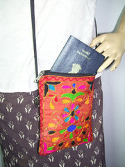 GUJRATI ARI  EMBROIDERY  MOBILE & PASSPORT BAG