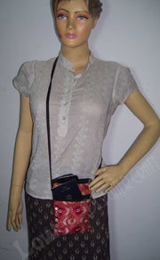 MIRROR & ZARI  EMBROIDERY BORDER MOBILE & PASSPORT BAG