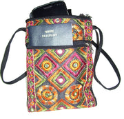 MIRROR & ZARI  EMBROIDERY BORDER MOBILE & PASSPORT BAG