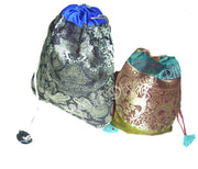 SILK BORDER DRAWSTRING POUCH