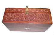 CARVING WOODEN BOX WITH BRASS INLAY  (10