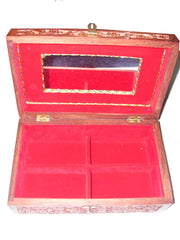 CARVING WOODEN BOX WITH BRASS INLAY  (10