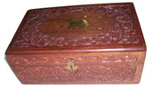 CARVING WOODEN BOX WITH BRASS INLAY  (10