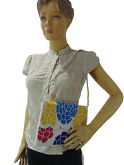 Handcrafted Multicolor Floral Scalloped Beaded Clutch Purse