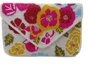 Handcrafted Multicolor Floral Beaded Envelope Clutch Bag