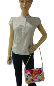 Handcrafted Multicolor Floral Beaded Envelope Clutch Bag