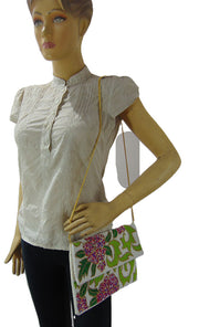 Handcrafted Ivory Floral Scalloped Beaded Envelope Clutch Bag