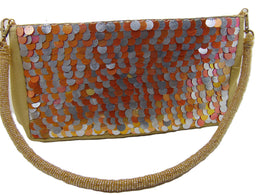 Handcrafted Metallic Disco Sequin Convertible Evening Clutch Bag