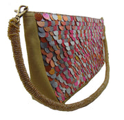 Handcrafted Metallic Disco Sequin Convertible Evening Clutch Bag