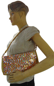Handcrafted Metallic Disco Sequin Convertible Evening Clutch Bag