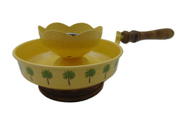 Metal Charcoal Incense Burner palm tree print with Wooden Handle