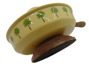 Metal Charcoal Incense Burner palm tree print with Wooden Handle