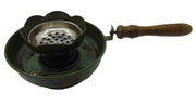 Metal Charcoal Incense Burner flower print with Wooden Handle