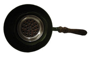 Metal Charcoal Incense Burner flower print with Wooden Handle