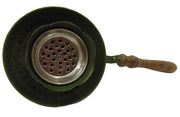 Metal Charcoal Incense Burner flower print with Wooden Handle